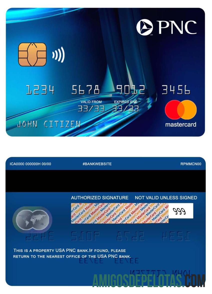 EUA PNC Bank Mastercard Azul modelo